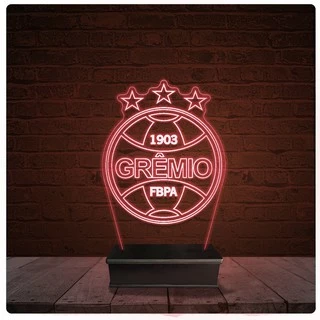 Abajur Luminária Acrílico Led - Grêmio Time Futebol 10