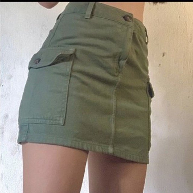 Saia jeans sale verde militar