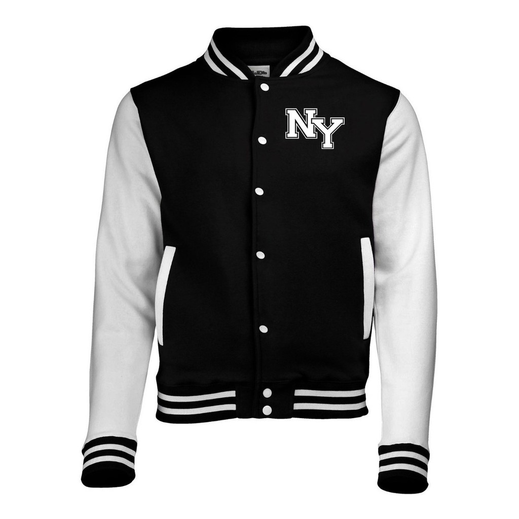 New York City Jaqueta College Americana Logotipo Bordado, Algodão - Unissex