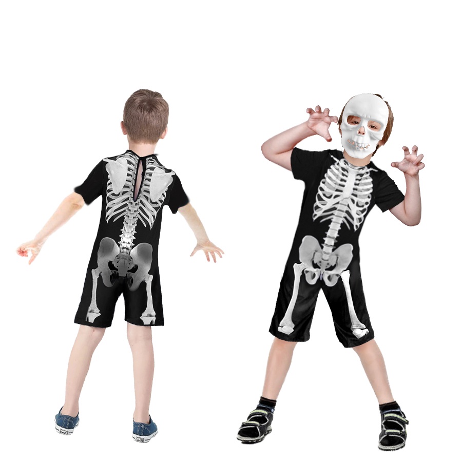 Fantasia Infantil De Menino Halloween Esqueleto Carnaval