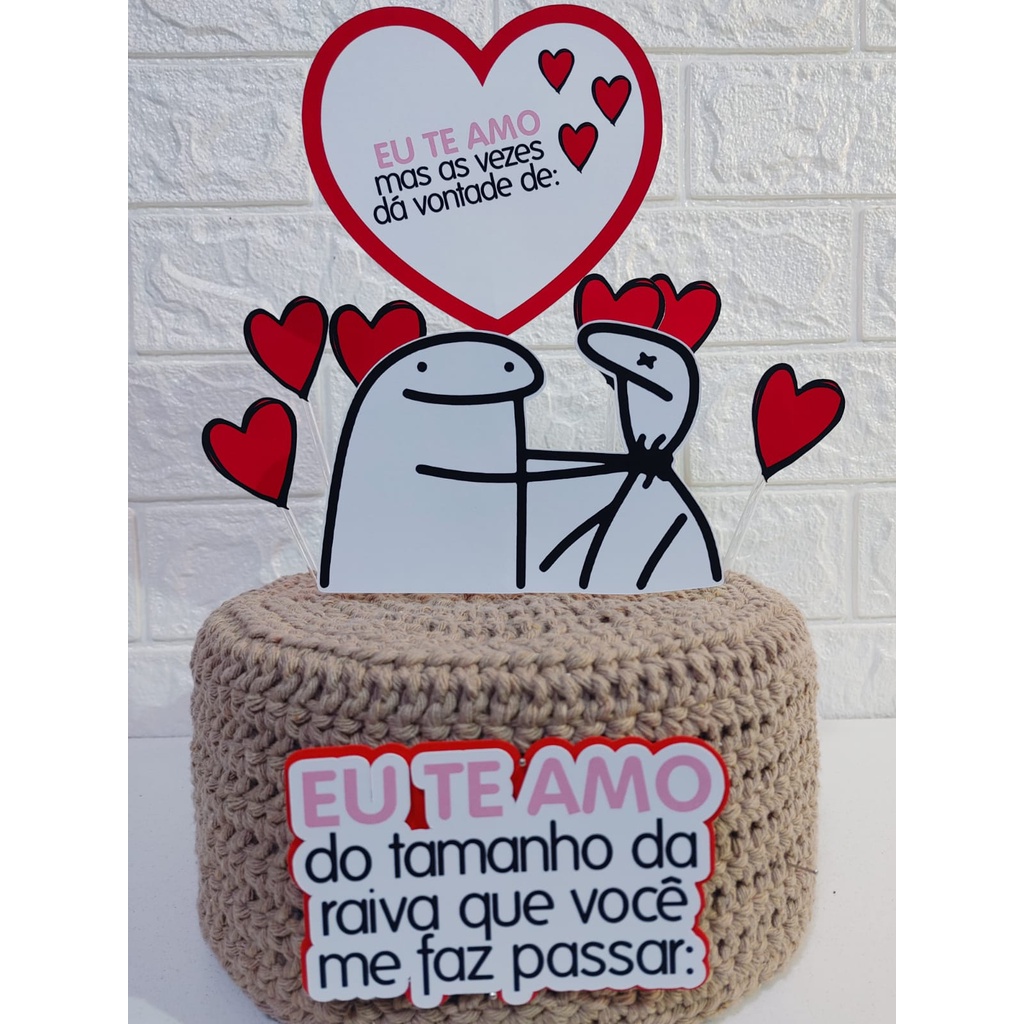 Topo De Bolo Flork Meme Bento Cake Topper te amo as vezes no Shoptime