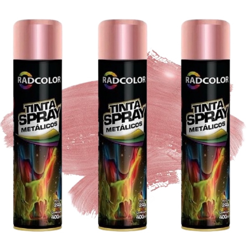 Tinta Spray 400ml Rose Gold RadColor Uso geral - 03 Unid. | Shopee Brasil
