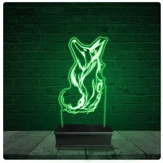 Luminária Abajur Acrílico Led - Lobo Animal 11