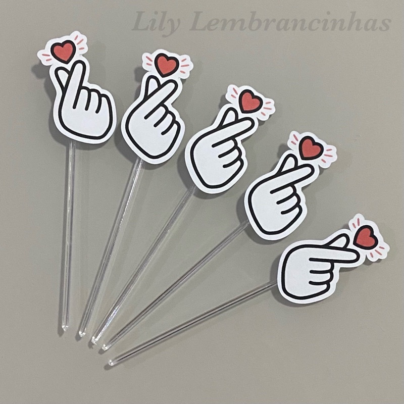 Toppers para Doces - Coração Coreano