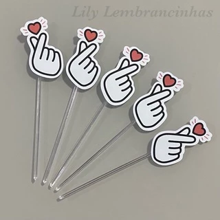 Toppers para Doces - Coração Coreano