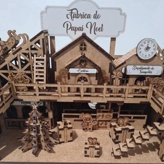 Mini Fábrica do Papai Noel em MDF