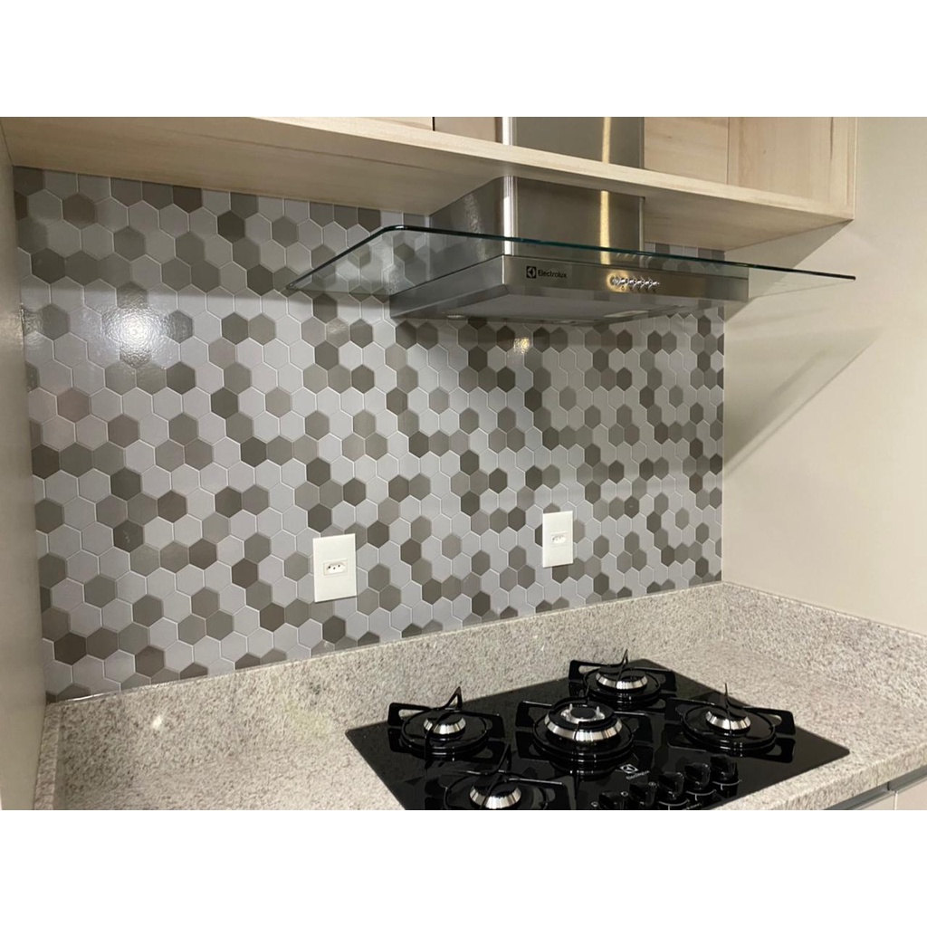 papel de parede hexagonal cinza