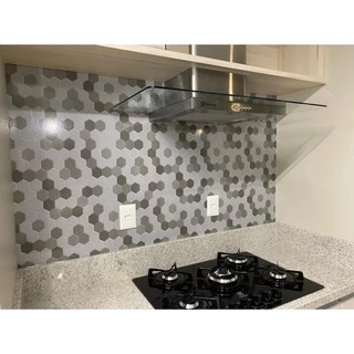 papel de parede hexagonal cinza