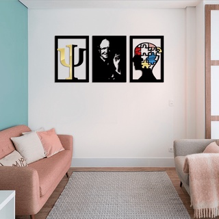 Quadros Decorativos Mosaico 3 Peças 30 x 40 cm psicologia psicócologo profissão 006