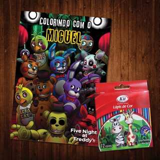 Livro de Colorir / Five Nights at Freddy's / Giz de Cera