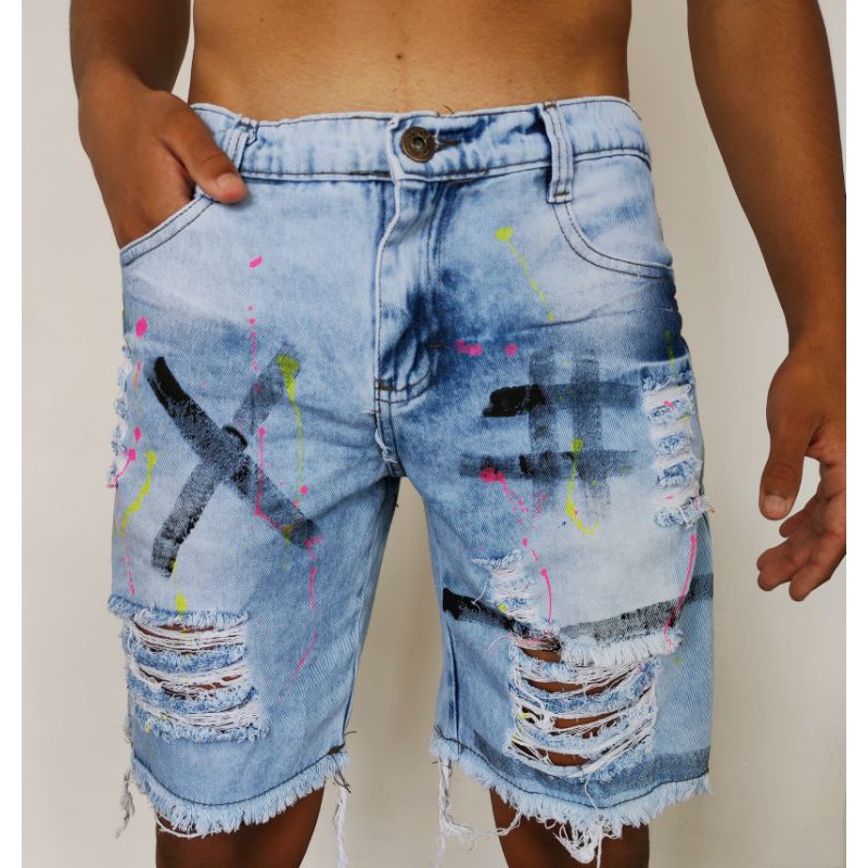 Bermuda jeans colorida store masculina