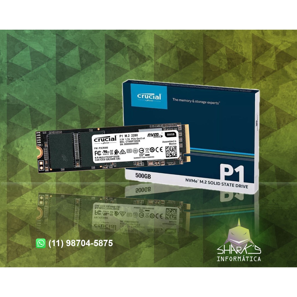 SSD Crucial P1 M.2 2280 500gb Ct500p1ssd8 Nvme Lacrado | Shopee Brasil