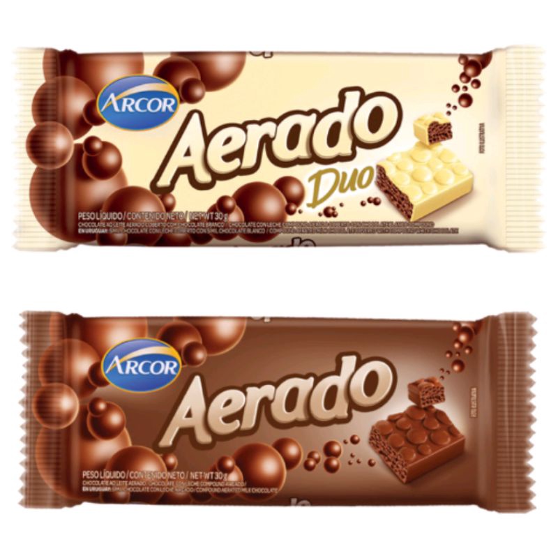 Kit 2 Tablete de Aerado Arcor 30g Chocolate e Aerado Duo | Shopee Brasil