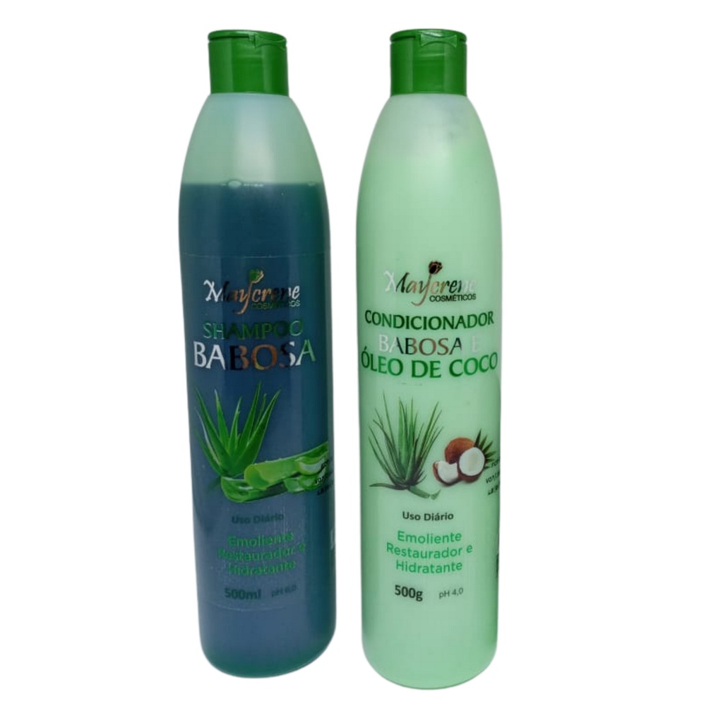 Kit Shampoo e Condicionador Babosa com óleo de Cocô Maycrene 2x500ml ...