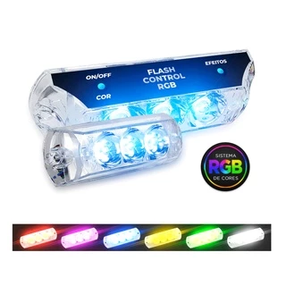 Kit Strobo Automotivo Rgb Zendel 9w Flash Control Completo