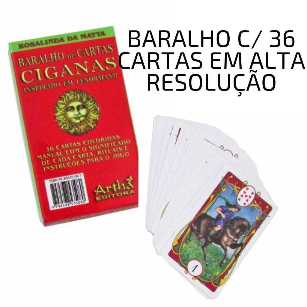 Kit Baralho Cigano 36 Cartas + Estojo + Athame + Toalha