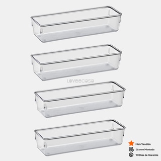 Kit 4 Potes Organizadores Retangular Multiuso Modular Resistente Acrilico
