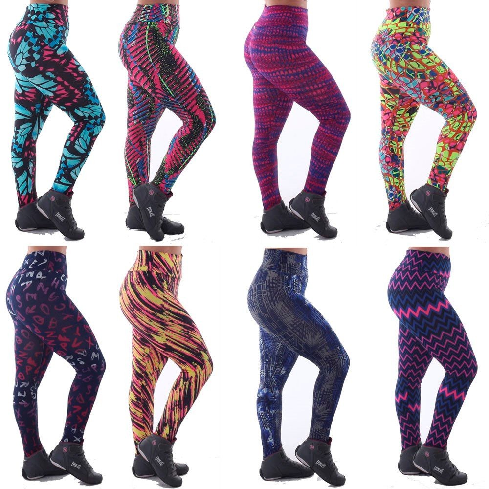 Calças Leg Legging Suplex Estampadas e lisas Cores Variadas Kit 10 Promoção