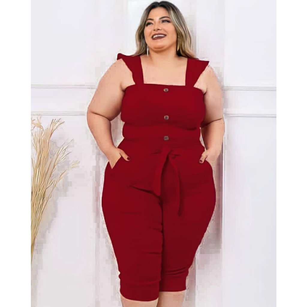 Macaquinho pantacourt best sale plus size