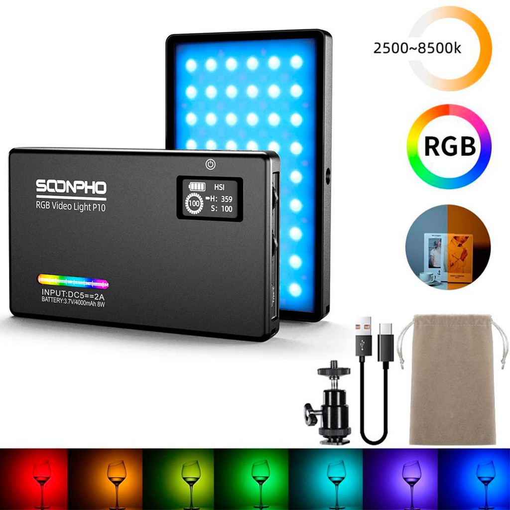 2 Avec Lampes Vidéo LED 2500K-8500K Dimmable Avec Support De 160cm