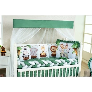 Kit para Berço Safari 9 Peças Sublimado Verde Musgo Menino