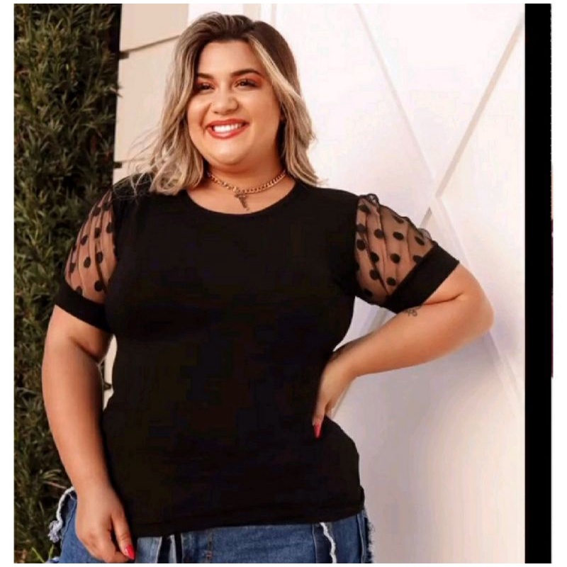 Kit 3 Blusa curta plus size cropped liso grande canelado - TRENDY FASHION -  Blusa Plus Size Feminina - Magazine Luiza