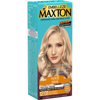 Tinta de cabelo maxton loura mais diva louro extra claro platina 12.01