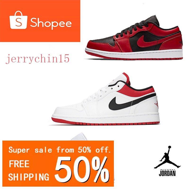 1000 % Original Nike Air Jordan 1 Baixo aj1 Corte Preto E Branco Vermelho Chicago Senhoras Sapatos Esportivos Casuais Basquete Masculino