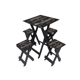 Mesinha Dobrável Madeira Bancos Mesa Varanda Gourmet Cantinho Churrasco Churrasqueiro