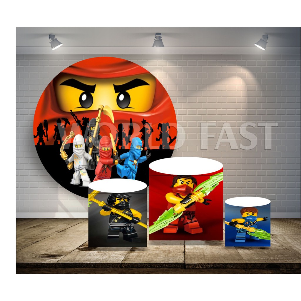 Painel Redondo 1,5x1,5m Kai Ninjago Lego Netflix Desenho 3d