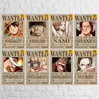 Placas Decorativas One Piece Wanted Colletion - 10x14,5cm Com Fita Dupla Face Inclusa, Quarto Sala Decoração Casa PROMOÇÃO