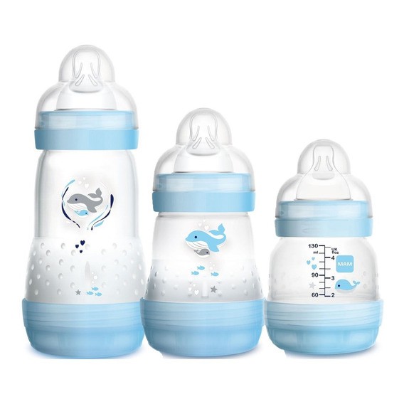 kit com 3 Mamadeira Mam Easy Star Anticólicas 130ml+ 160ml+ kit com 3 Mamadeira Mam Easy Star Anticólicas 130ml+ 160ml+
