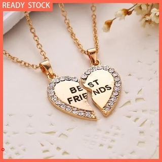 Colar De Casal/2 Peças Feminino Com Pingente Coração De Cristal Melhor Amigo