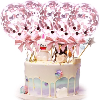 Bolo de ouro rosa rosa com balões - Entrega de bolo de aniversário