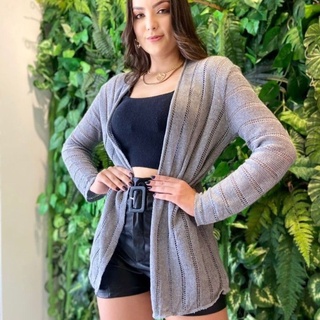 Cardigan Kimono tricot casaquinho liso manga longa meia estação moda blogueira