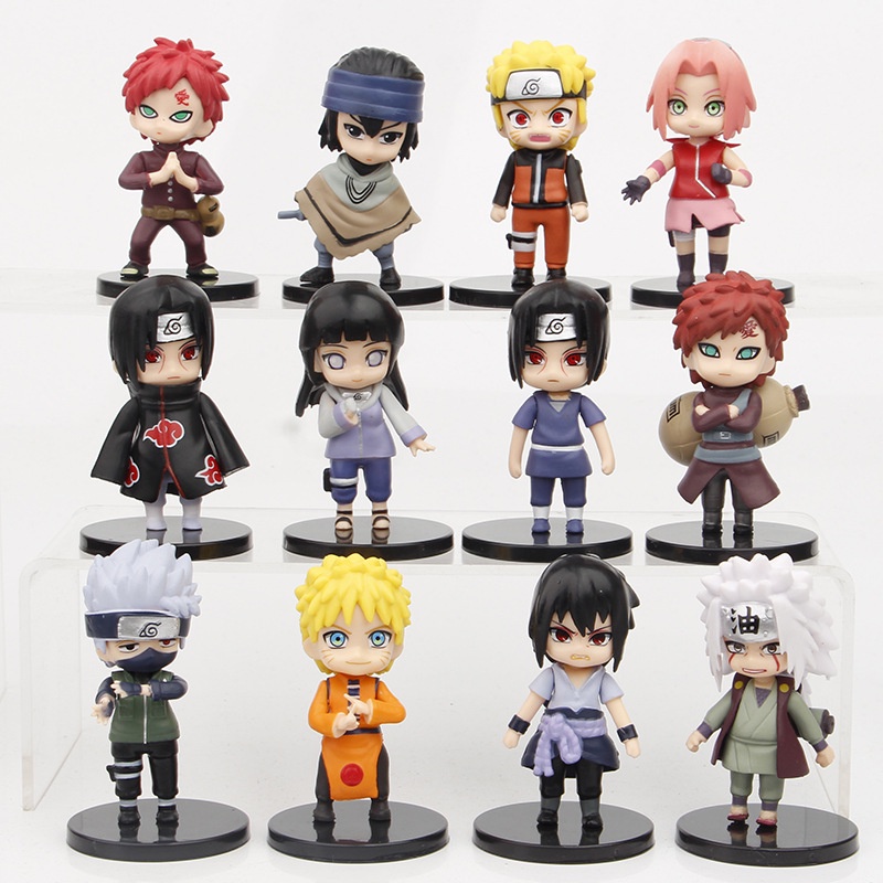 Action Figure Kit 12pçs Naruto Shippuden Hinata Outros 7cm;Bandai;Fantoche;