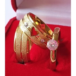 Par de Alianças de Casamento Noivado Reta 2 riscos Moedas Antigas Ouro 18k + Anel Solitário
