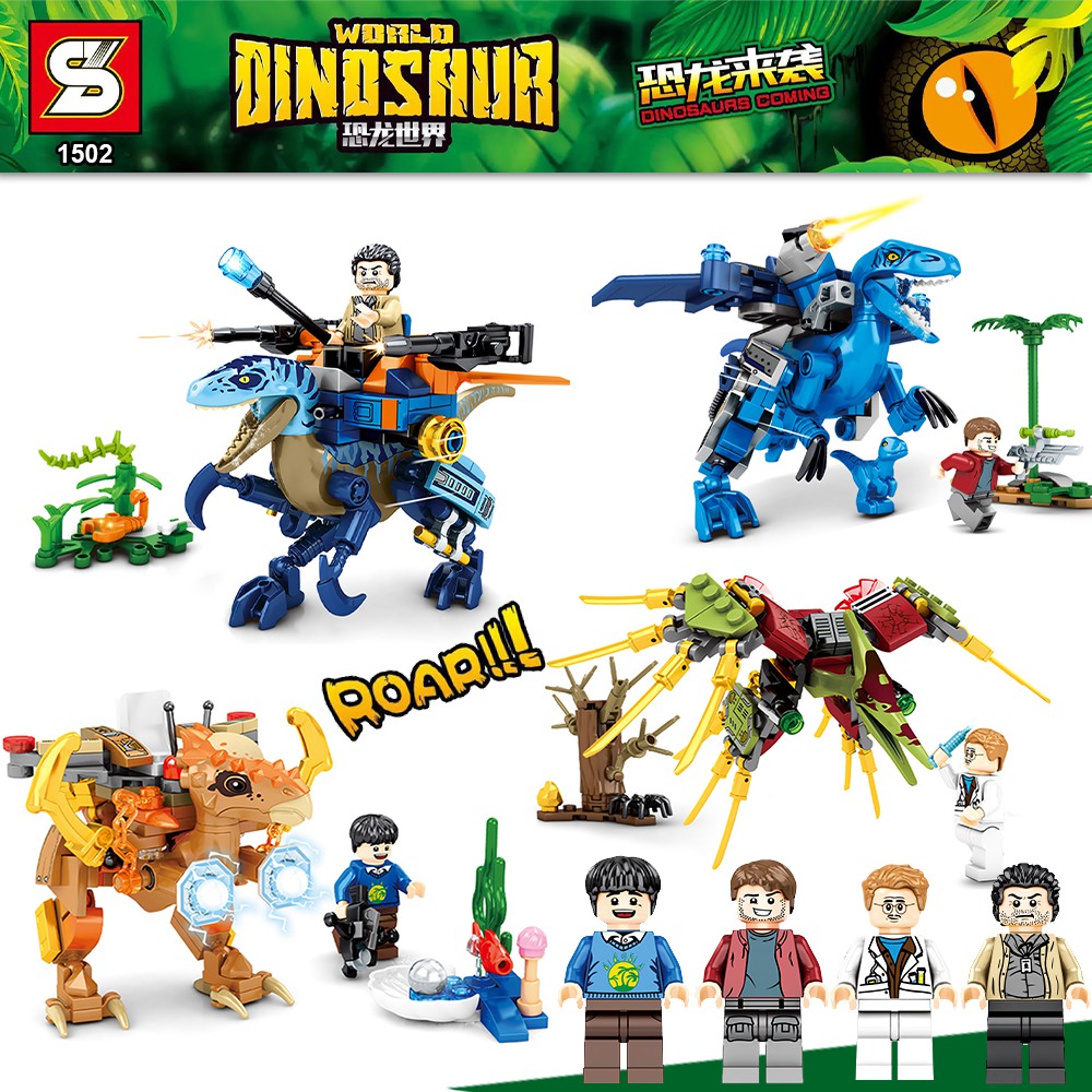 Kit 4 caixas Dinossauros Raptor Velociraptor Jurassic World Blocos ...