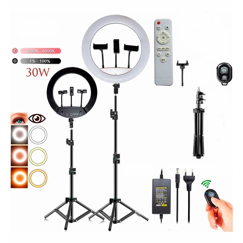 Ring Light Com Bluetooth Tripé 14 Polegadas Led Para Fotos | Shopee Brasil