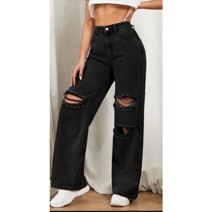 Pantalona Jeans Preta Calça Pantalona CalÇa Preta Feminina