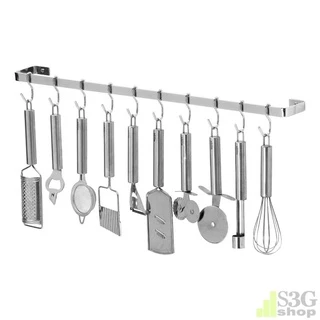 Porta Utensílios E Talheres De Parede 60cm 10 Ganchos