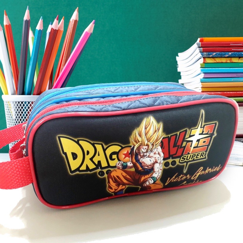 Estojo Escolar De Lápis Dragon Ball Z Goku Duas Repartições