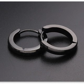 par de brinco mini argola pequena em aço banhado preto prateado não perde cor masculino feminino