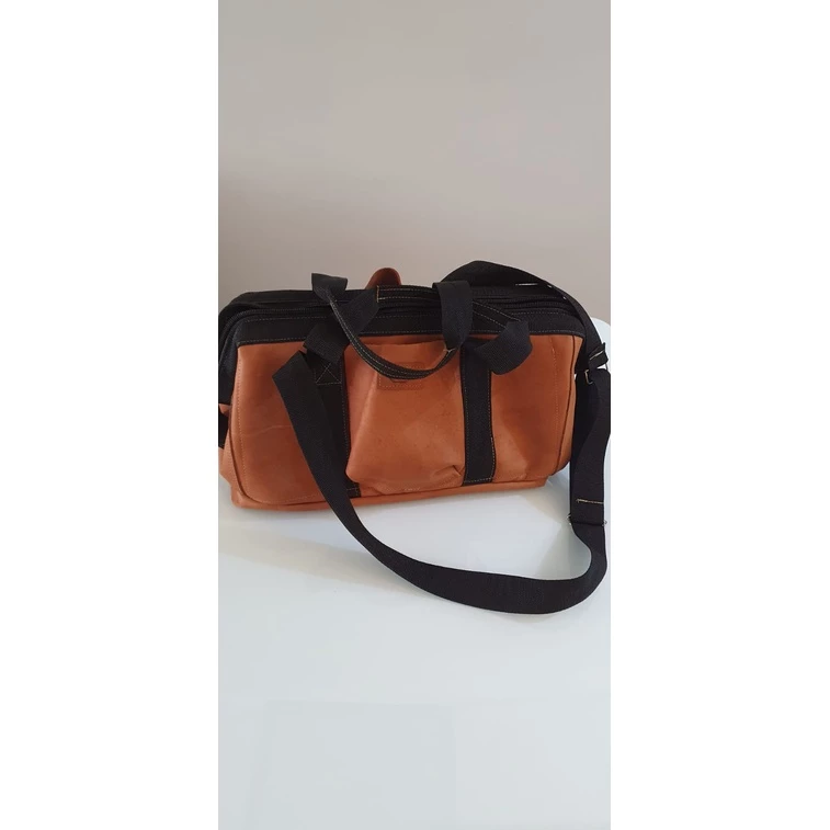 Bolsa De Ferramentas Grande Couro Legítimo Fechamento Zíper 60cm