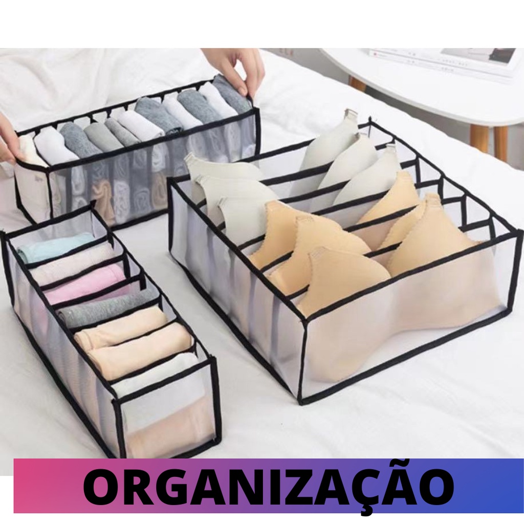 Organizadores Para Guarda Roupas Gavetas Dobrável Kit 3 Divisores ...