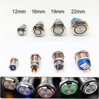 19mm 22mm Electronic Led Metal Momentary Push Button Waterproof On Off Latching Car Light Switch 12 V 220 V