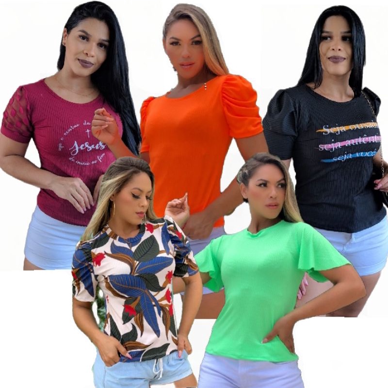 Kit 10 Blusas De Manguinha Feminina Moda Evangélica Atacado