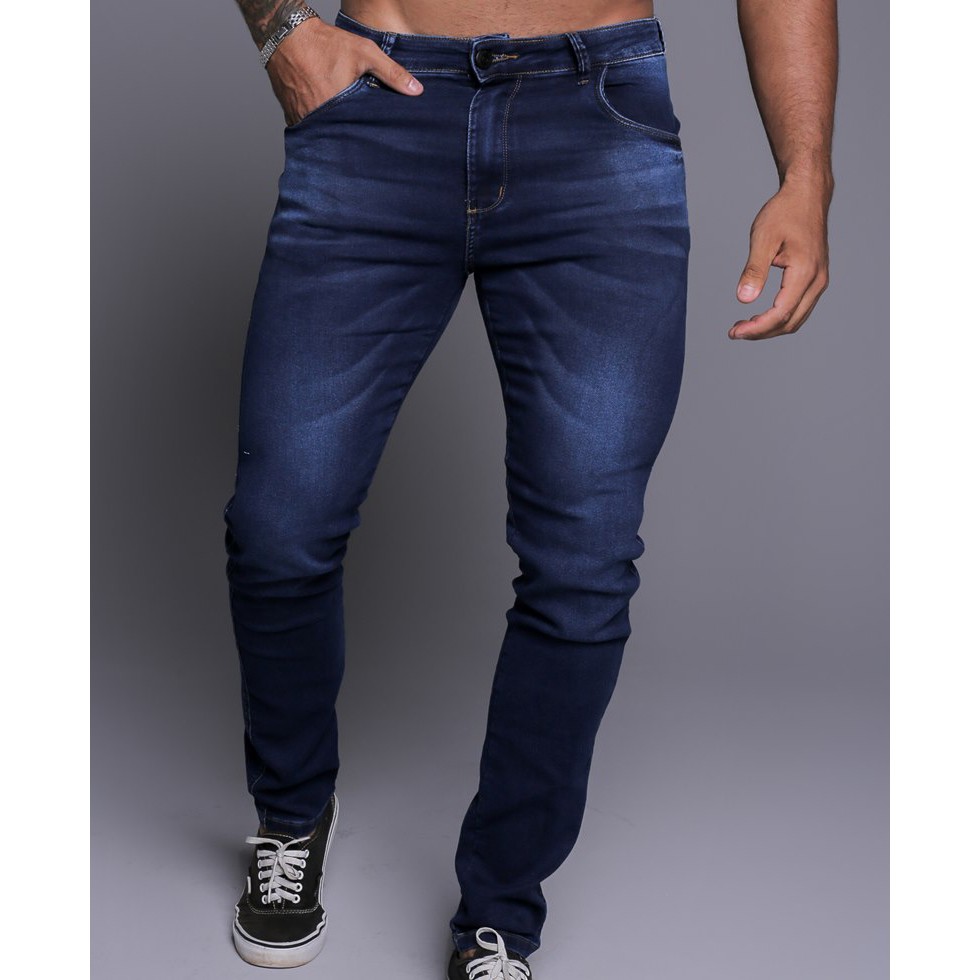 Calça Jeans Masculina Skiny Justa Com Elastano