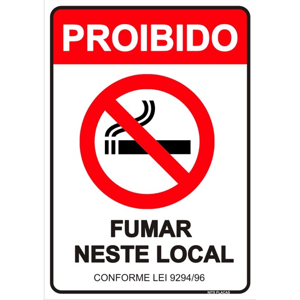 Placa Proibido Fumar Neste Local