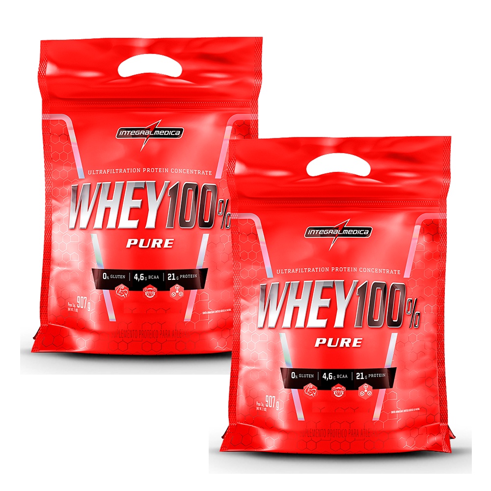 KIT 2X Whey Protein 100% Pure Integral Médica 907gr Refil ORIGINAL PROMOÇÃO